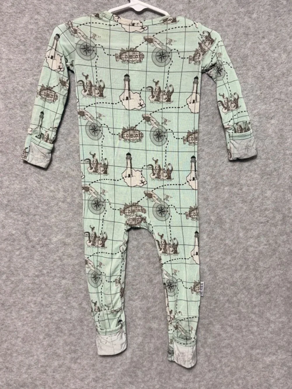 Dreamiere Infant Bamboo Pajamas 3-6M Treasure Map Convertible Footie